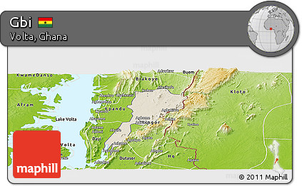 Shaded Relief Panoramic Map of Gbi, physical outside