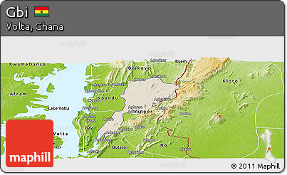 Shaded Relief Panoramic Map of Gbi, physical outside
