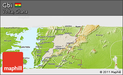 Shaded Relief Panoramic Map of Gbi, physical outside