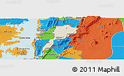 Shaded Relief Panoramic Map of Gbi, political outside