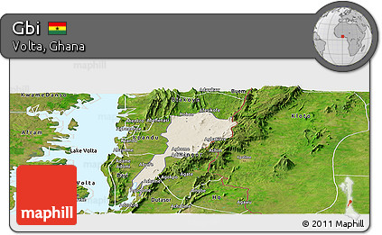 Shaded Relief Panoramic Map of Gbi, satellite outside