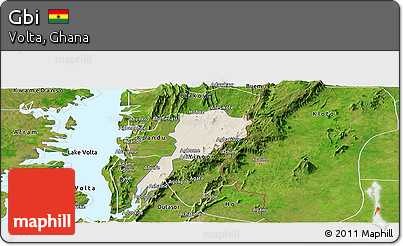 Shaded Relief Panoramic Map of Gbi, satellite outside