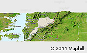 Shaded Relief Panoramic Map of Gbi, satellite outside