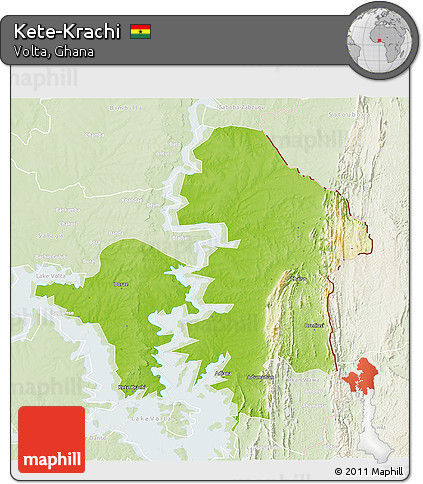 Physical 3D Map of Kete-Krachi, lighten