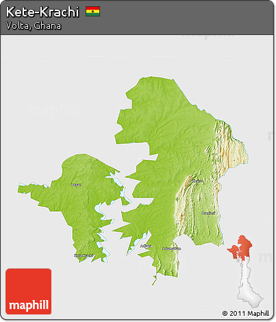 Physical 3D Map of Kete-Krachi, single color outside