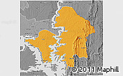Political 3D Map of Kete-Krachi, desaturated