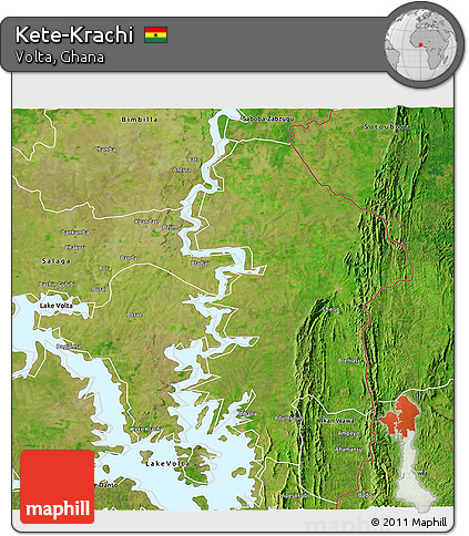 Satellite 3D Map of Kete-Krachi