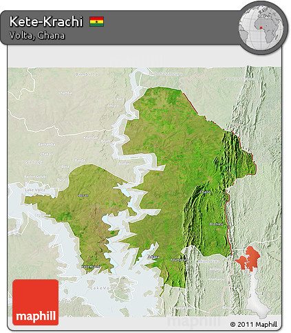 Satellite 3D Map of Kete-Krachi, lighten