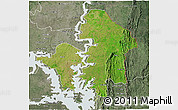 Satellite 3D Map of Kete-Krachi, semi-desaturated