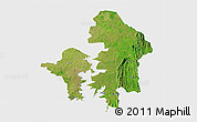 Satellite 3D Map of Kete-Krachi, single color outside