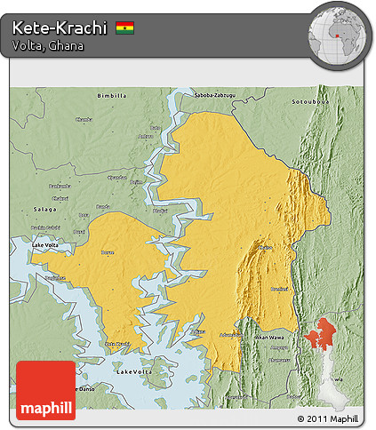 Savanna Style 3D Map of Kete-Krachi