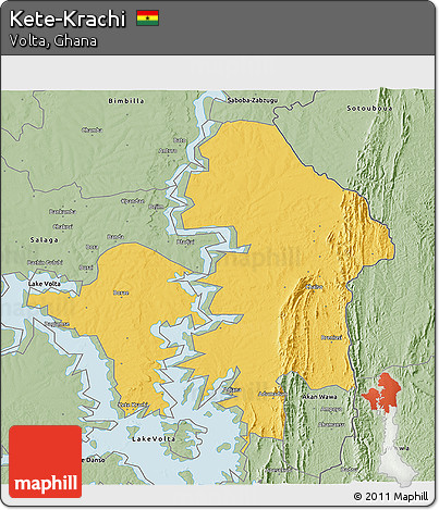 Savanna Style 3D Map of Kete-Krachi