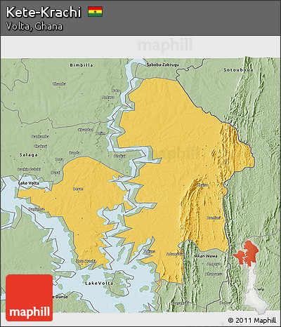 Savanna Style 3D Map of Kete-Krachi