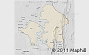 Shaded Relief 3D Map of Kete-Krachi, desaturated