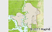 Shaded Relief 3D Map of Kete-Krachi, physical outside