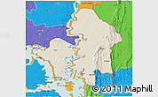 Shaded Relief 3D Map of Kete-Krachi, political outside