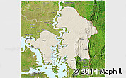 Shaded Relief 3D Map of Kete-Krachi, satellite outside