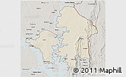 Shaded Relief 3D Map of Kete-Krachi, semi-desaturated