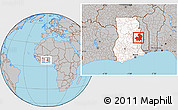 Gray Location Map of Kete-Krachi, highlighted country, within the entire country