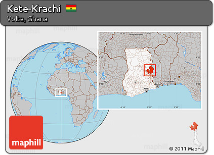 Gray Location Map of Kete-Krachi, highlighted country