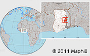 Gray Location Map of Kete-Krachi, highlighted country, highlighted parent region