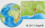 Physical Location Map of Kete-Krachi, within the entire country