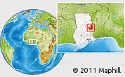 Physical Location Map of Kete-Krachi, highlighted country