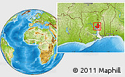 Physical Location Map of Kete-Krachi, highlighted parent region, within the entire country