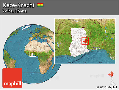 Satellite Location Map of Kete-Krachi, highlighted country