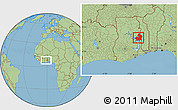 Savanna Style Location Map of Kete-Krachi, within the entire country