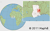 Savanna Style Location Map of Kete-Krachi, highlighted country, within the entire country
