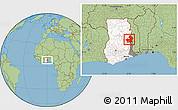 Savanna Style Location Map of Kete-Krachi, highlighted country, highlighted parent region