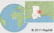 Savanna Style Location Map of Kete-Krachi, highlighted country