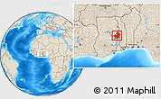 Shaded Relief Location Map of Kete-Krachi