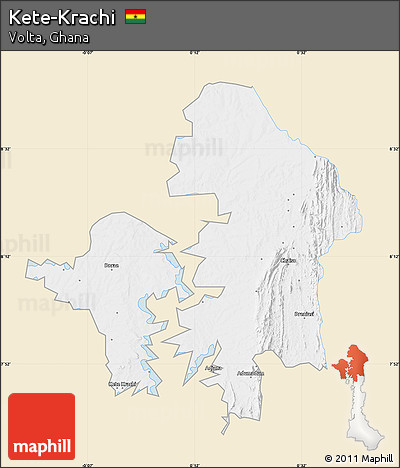 Classic Style Map of Kete-Krachi, single color outside