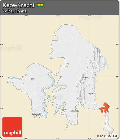 Classic Style Map of Kete-Krachi, single color outside