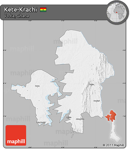 Gray Map of Kete-Krachi, single color outside