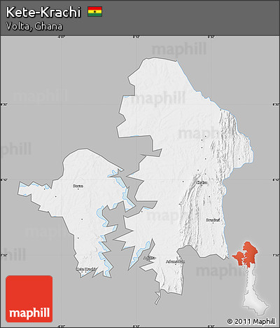 Gray Map of Kete-Krachi, single color outside