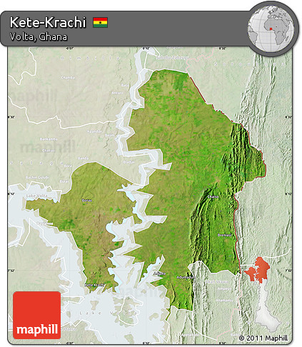 Satellite Map of Kete-Krachi, lighten