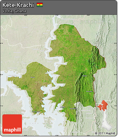 Satellite Map of Kete-Krachi, lighten