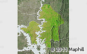 Satellite Map of Kete-Krachi, semi-desaturated