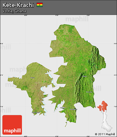 Satellite Map of Kete-Krachi, single color outside