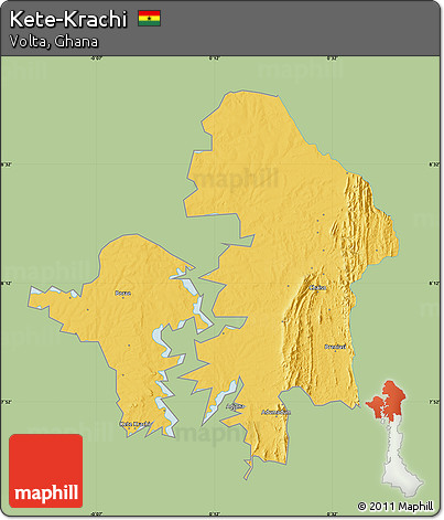 Savanna Style Map of Kete-Krachi, single color outside