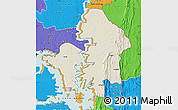 Shaded Relief Map of Kete-Krachi, political outside