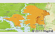 Political Panoramic Map of Kete-Krachi, physical outside