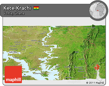 Satellite Panoramic Map of Kete-Krachi