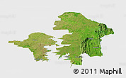 Satellite Panoramic Map of Kete-Krachi, single color outside