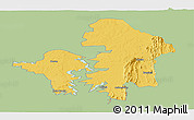Savanna Style Panoramic Map of Kete-Krachi, single color outside