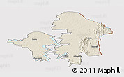 Shaded Relief Panoramic Map of Kete-Krachi, cropped outside