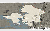 Shaded Relief Panoramic Map of Kete-Krachi, darken